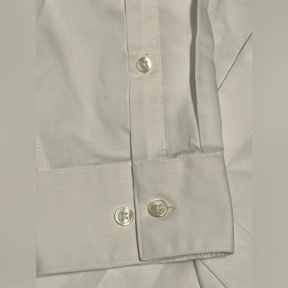 Men’s Calvin Klein Shirt 16 32/33 White Long Sleeve Button Down Collar - Picture 3 of 4